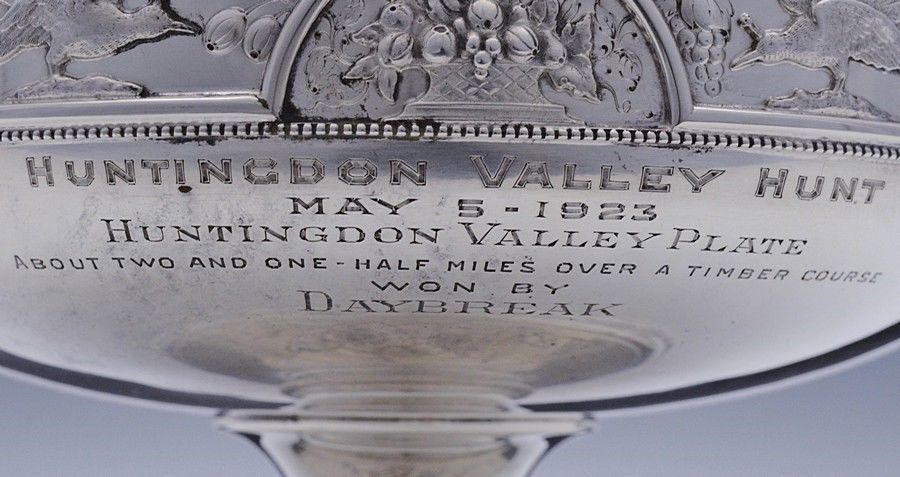 Large Antique Art Deco Sterling Silver Fox Hunting Trophy Huntingdon Valley