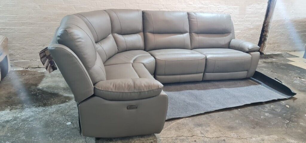 Tivoli Grey Real Leather Corner, Tivoli Leather Sofa Bed