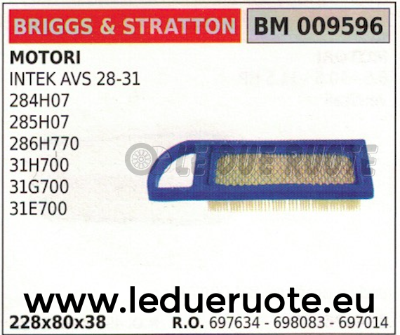 697634 698083 Air Filter Motor Briggs & Stratton Intek AVS 28-31 