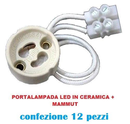 Set 12 Portalampada GU10 in Ceramica Per Faretto 250V Lampadine a Led Mammut moc