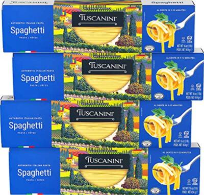 Authentic Italian Spaghetti Pasta Noodles, 16oz (4 Pack) Made with Premium Du...