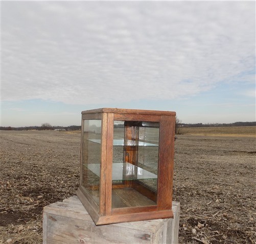 Wooden Framed Glass Vintage Showcase Country General Store Counter Top Display M