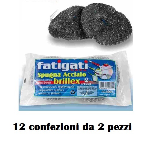 Set 24 Pezzi Spugna Acciaio Brillex Pulizia Pentole Padelle Cucina moc
