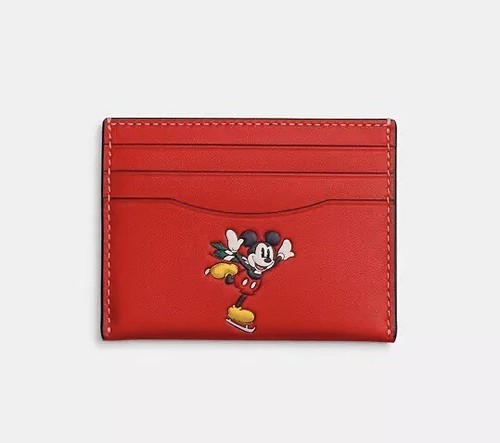 Coach Disney Mickey Mouse Red Slim ID Card Case Holder
