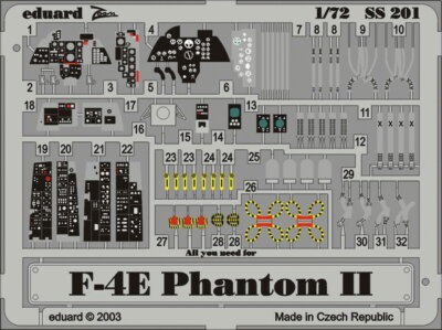 Eduard Models 1/72 F-4E Phantom II Colour Photoetch Set Vol.2 for Hasegawa kit