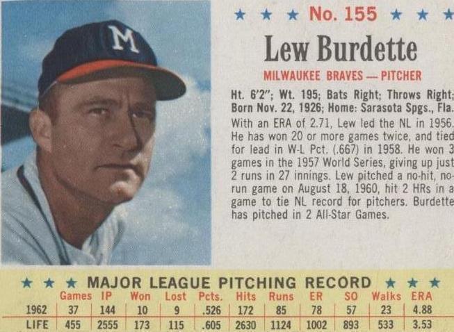 1963 Post - Lew Burdette #155