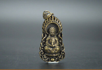Chinese pure brass Guanyin bodhisattva small pendant