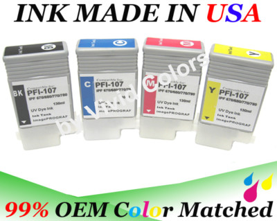 VC 130ml Compatible ink cartridges PFI107 Set of 4 for Canon ipf780 BK C M Y