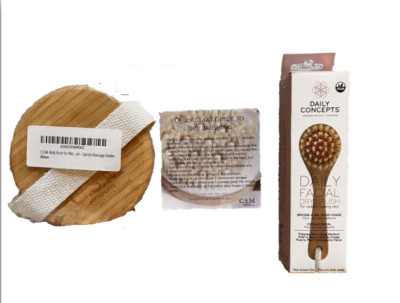 2 BRUSH SET 1-CSM Dry Body Brush-Solid Wood Boar Hair &  1-Daily Concept Dry Bru