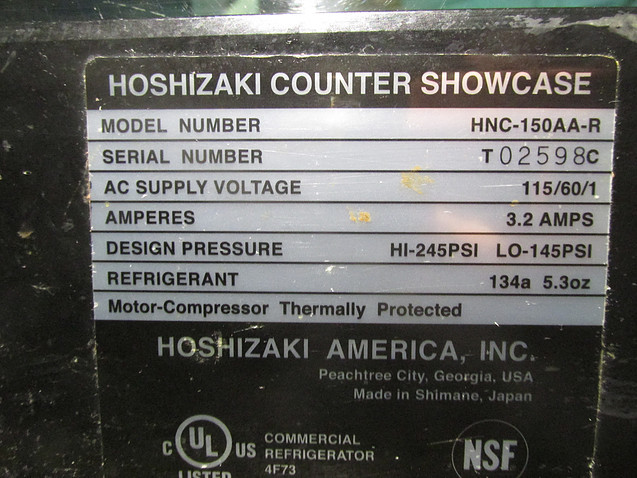 hoshizakl sushi case