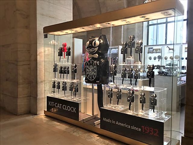 NEW AUTHENTIC  BLACK Kit Cat Clock WITH ZEBRA  BOW TIE, Made In USA