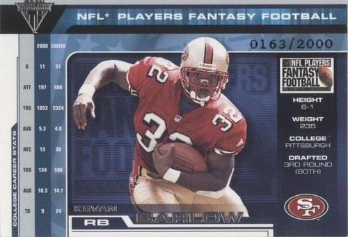 2001 Pacific Private Stock Titanium Kevan Barlow #23