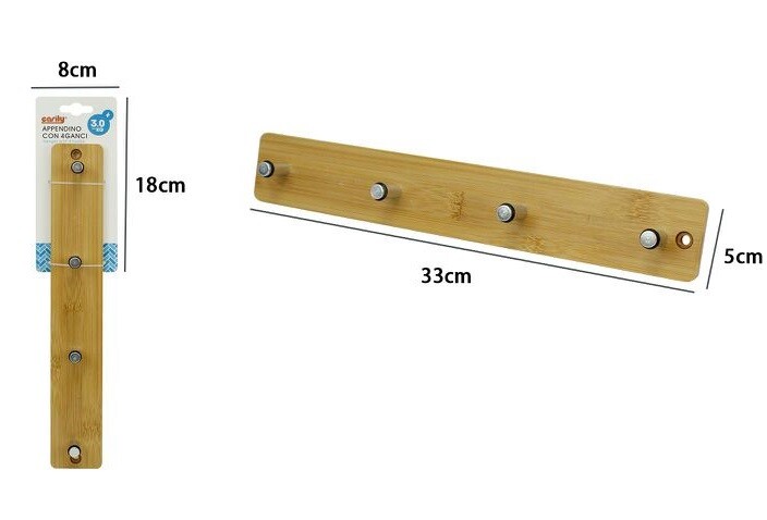 Appendiabiti Appendino Da Parete Metallo Legno 4 Posti Ganci Giacche Vestiti dfh