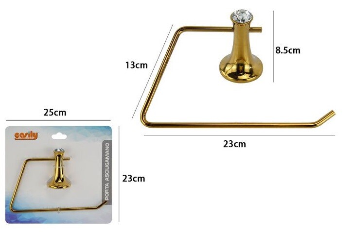 Porta Asciugamano Moderno Fissaggio a Parete Trapezio Dorato dfh