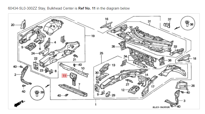 HONDA ACURA GENUINE OEM NSX Stay, Bulkhead Center ☆ 60434