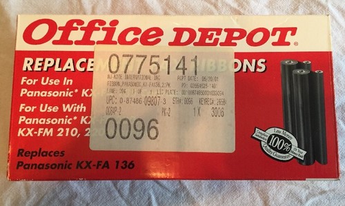 Office Depot Model Replacement Fax Ribbons Panasonic KX-FA 136 Cartridge