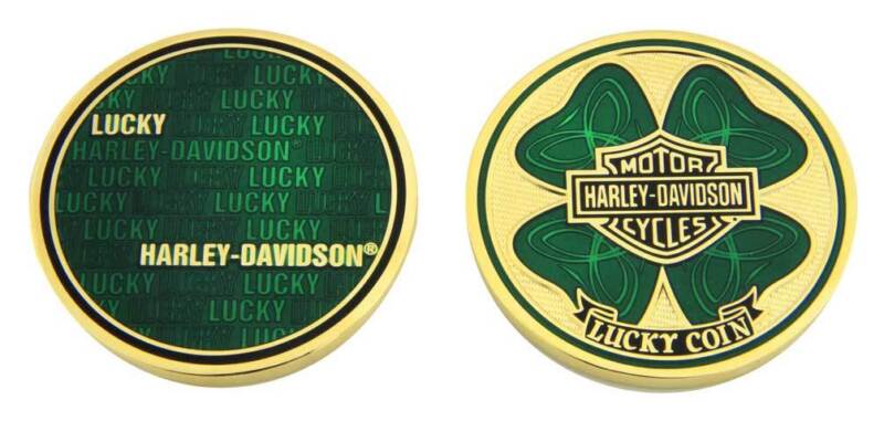 Harley-Davidson Bar & Shield Shamrock Lucky Challenge Coin, 1.75 in Coin 8007171