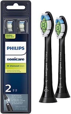 Sonicare Genuine W DiamondClean Toothbrush Heads, 2 Brush Heads, Black, HX6062/9