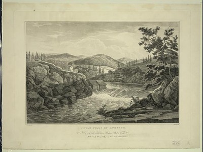 Little Falls at Luzerne,New York,NY,Waterfalls,Hudson River,c1823,Fishing,Mills
