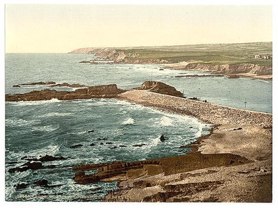 Photo:Bude,entrance to harbor,breakwater,Cornwall,England,c1895