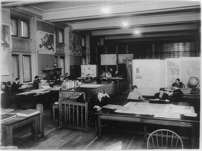 Library of Congress Map Division,Washington,D.C.,1930,desks,people,globe