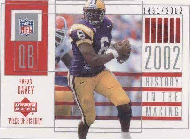 2002 Upper Deck Piece Of History Rohan Davey #124