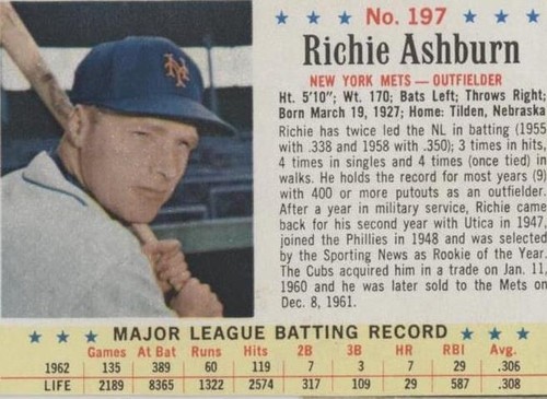 1963 Post - Richie Ashburn #197