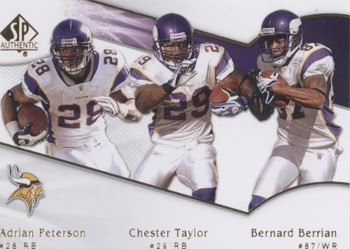 2009 SP Authentic Adrian Peterson Bernard Berrian Chester Taylor #187
