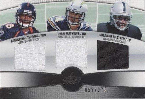 2010 Topps Prime Demaryius Thomas Rolando McClain Ryan Mathews #3QR-TMM