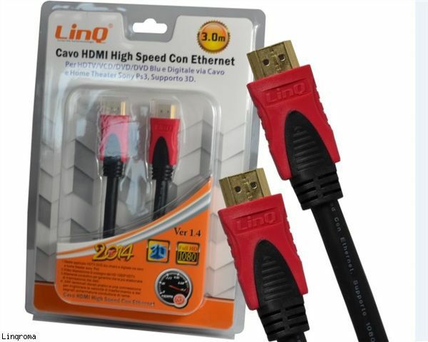 Cavo Hdmi 1.4 Ad Alta Velocita' 3mt Full Hd 3d Ps3 Ps4 Hdtv Bluray Linq hd-3014