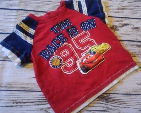 Cutest Short Sleeve Tee Shirt by DISNEY CARS Red & Blue Toddler Boy Sz 18 Months