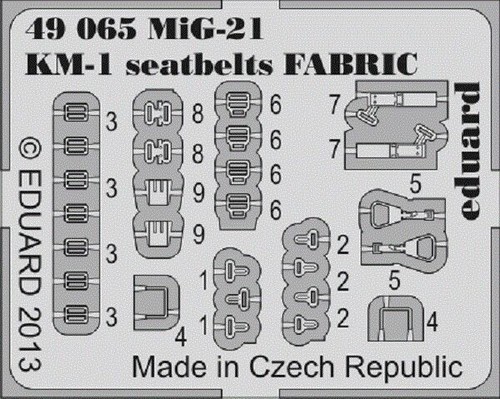 eduard 49065 1/48 Aircraft- MiG21 KM1 Fabric-Type Seatbelts (Painted)