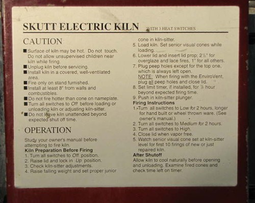 SKUTT ELECTRIC KILN 1027-240 2W, 240V AC, 1PH, 48A, 11520W SITTER KILN LT-3K