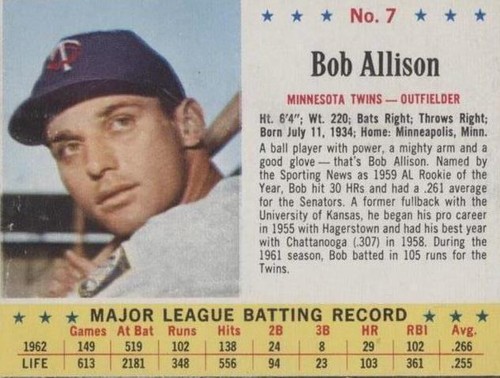 1963 Jell-O - Bob Allison #7