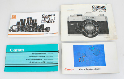 CANON LITATURE,GROUP OF 4,CANON FT B, FD LENS   FD ZOOM LENSES+CANON PRODUCT
