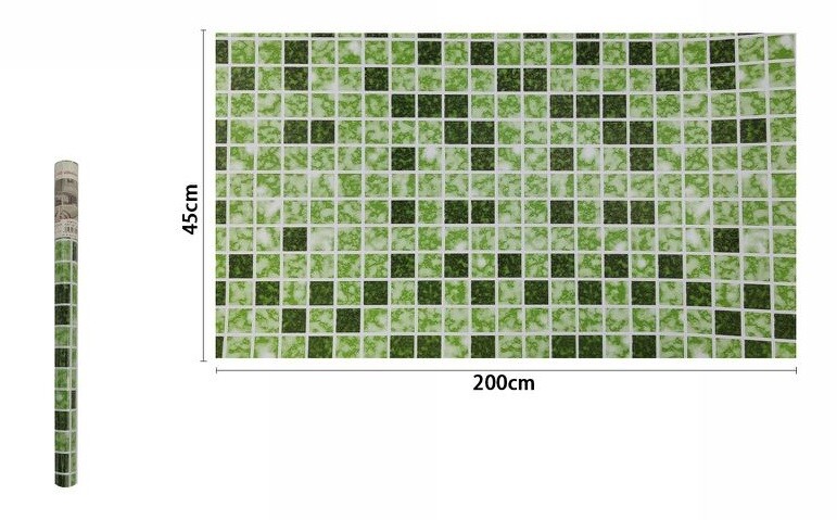 Rotolo Pellicola Adesiva Mosaico Verde 45cmx2m Pannelli Cassetti Mobili dfh