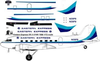 Eastern Express  Douglas DC-3 pointerdog7 decals  Testors Italeri 1/72