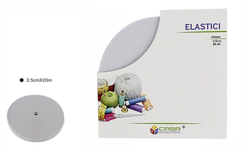 Rotolo Nastro Elastico Bianco Cucito Cucire Tessuto Sarto 2,5cm x 20 Metri dfh