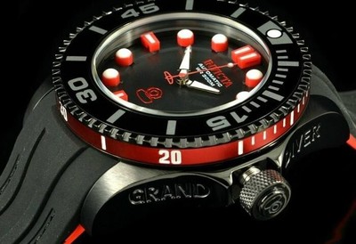 Invicta Grand Diver Men's Charcoal Dial Automatic Red Black Silicone Band Watch