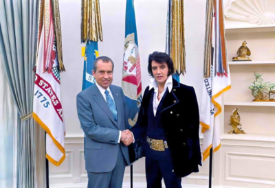 Richard Nixon Elvis Presley White House Handshake Colorized Photo Poster Print