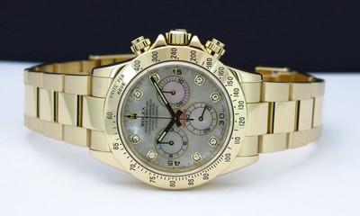 Rolex Daytona Yellow Gold Mother of Pearl Diamond 116528 Rehaut WATCH CHEST