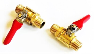 2 BRASS IN-LINE 1/4'' NPT AIR COMPRESSOR LINE HOSE FITTING SHUT OFF BALL VALVE