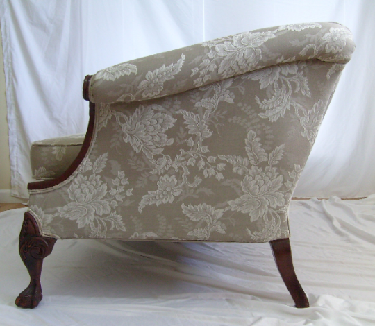 Vintage Georgian Camel Back Sofa with Mahogany Frame Ball and Claw Feet