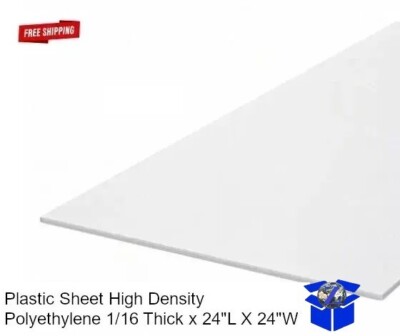 Plastic Sheet High Density Polyethylene 1/16 Thick x 24''L X 24''W HDPE Off-White
