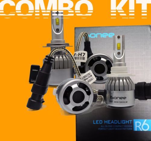 4side H7 Led Headlights Bulb For Kawasaki Ninja ZX6R ZX6RR ZX10R