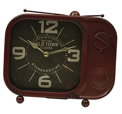 Retro TV Table Top Clock Brick Red