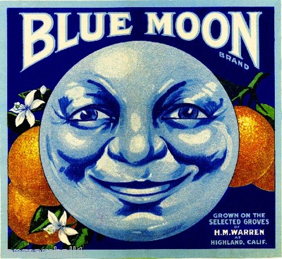 Highland San Bernardino County Blue Moon Orange Citrus Fruit Crate Label Print