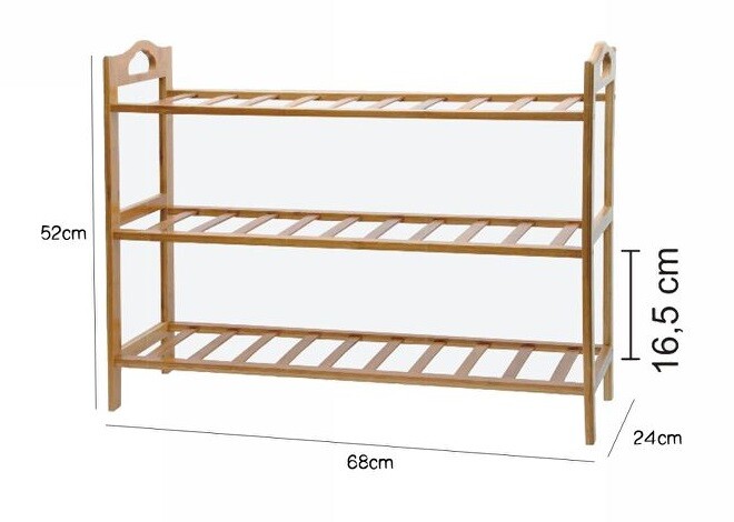 Scarpiera Porta Scarpe 3 Ripiani Piani In Legno Bamboo Scaffale Mobile dfh