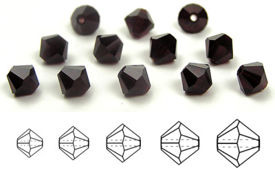 Czech Bicone Crystal Beads Garnet very deep red Rondelle Diamond