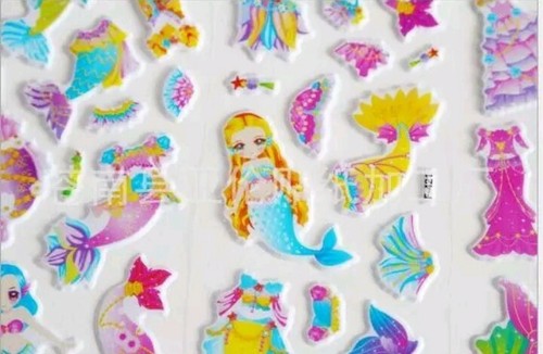 2 Sheets Puffy Dress-Up Doll Mermaid Stickers